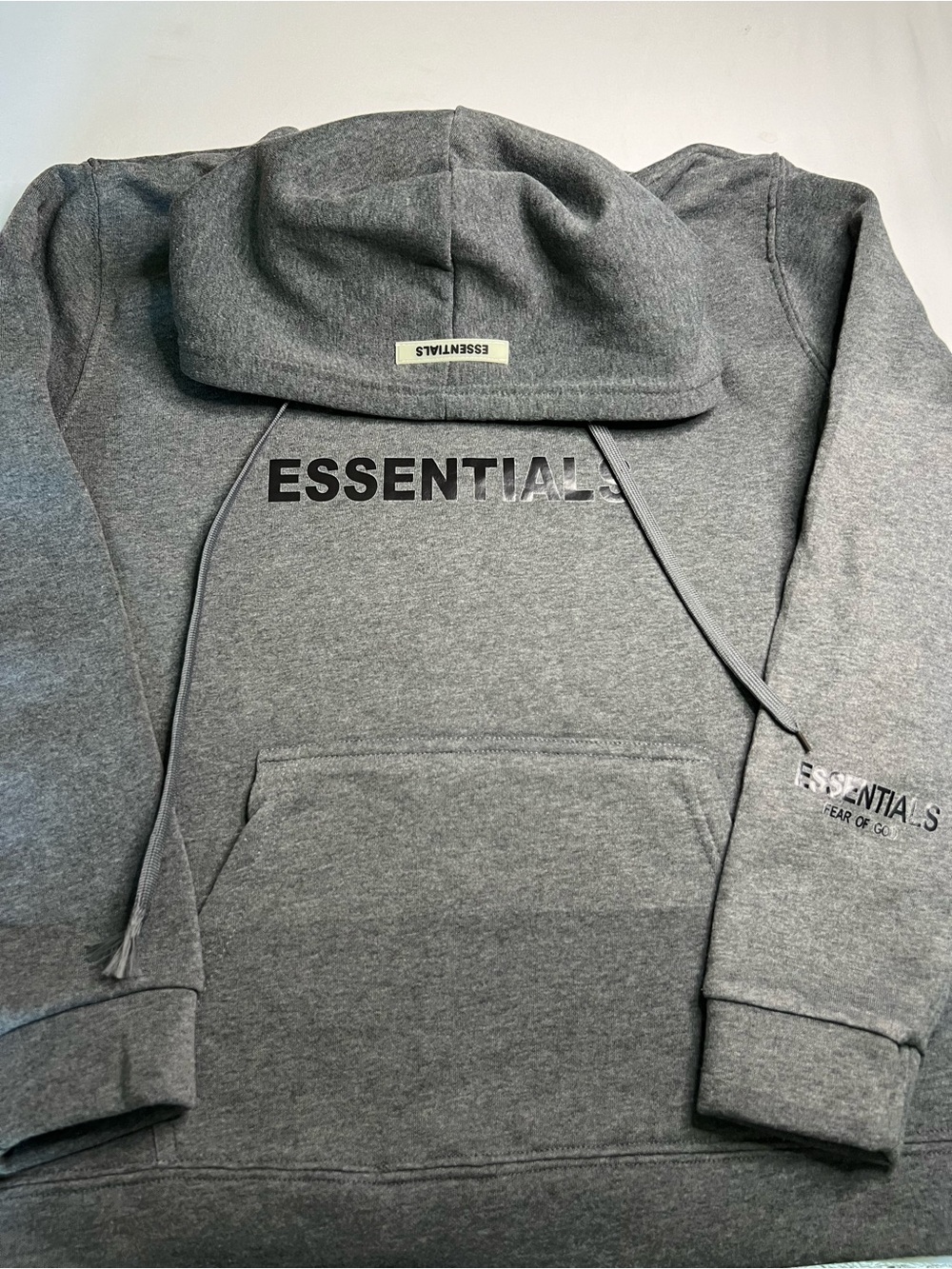Essentials Men’s Gray Crewneck Logo Hoodie